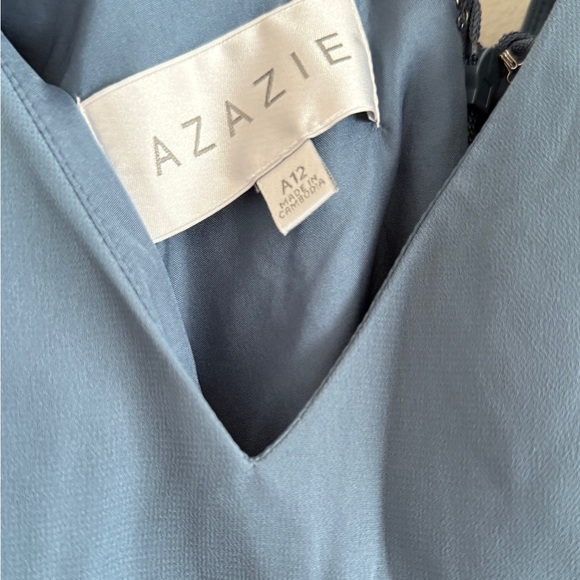 AZAZIE CLAUDINE
Twilight Blue A-Line Flutter Sleeve full length bridesmaid Dress - Picture 5 of 7